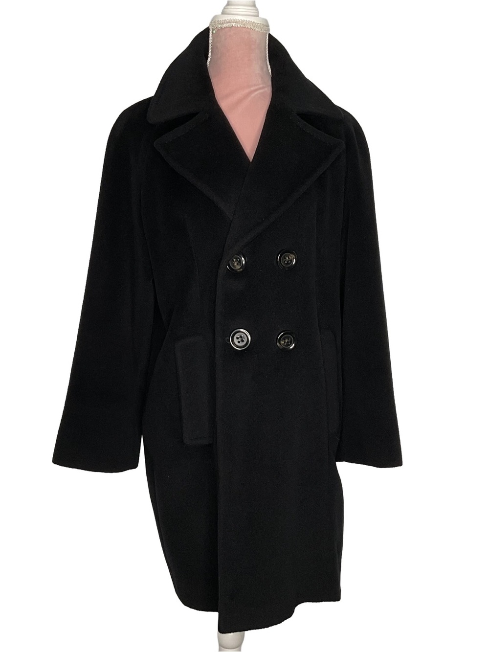 MARELLA Black Double-Breasted Wool Pea Coat